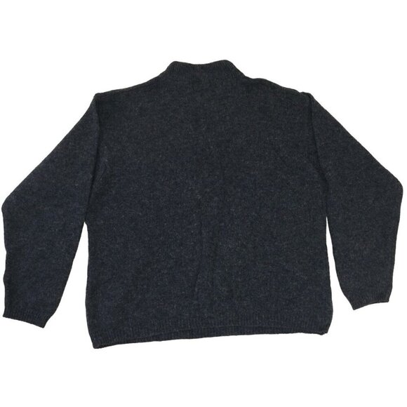 REI Sweater Mens XL Black 100% Virgin Wool Knit Long Sleeve Quarter Zip Pullover - Picture 2 of 11